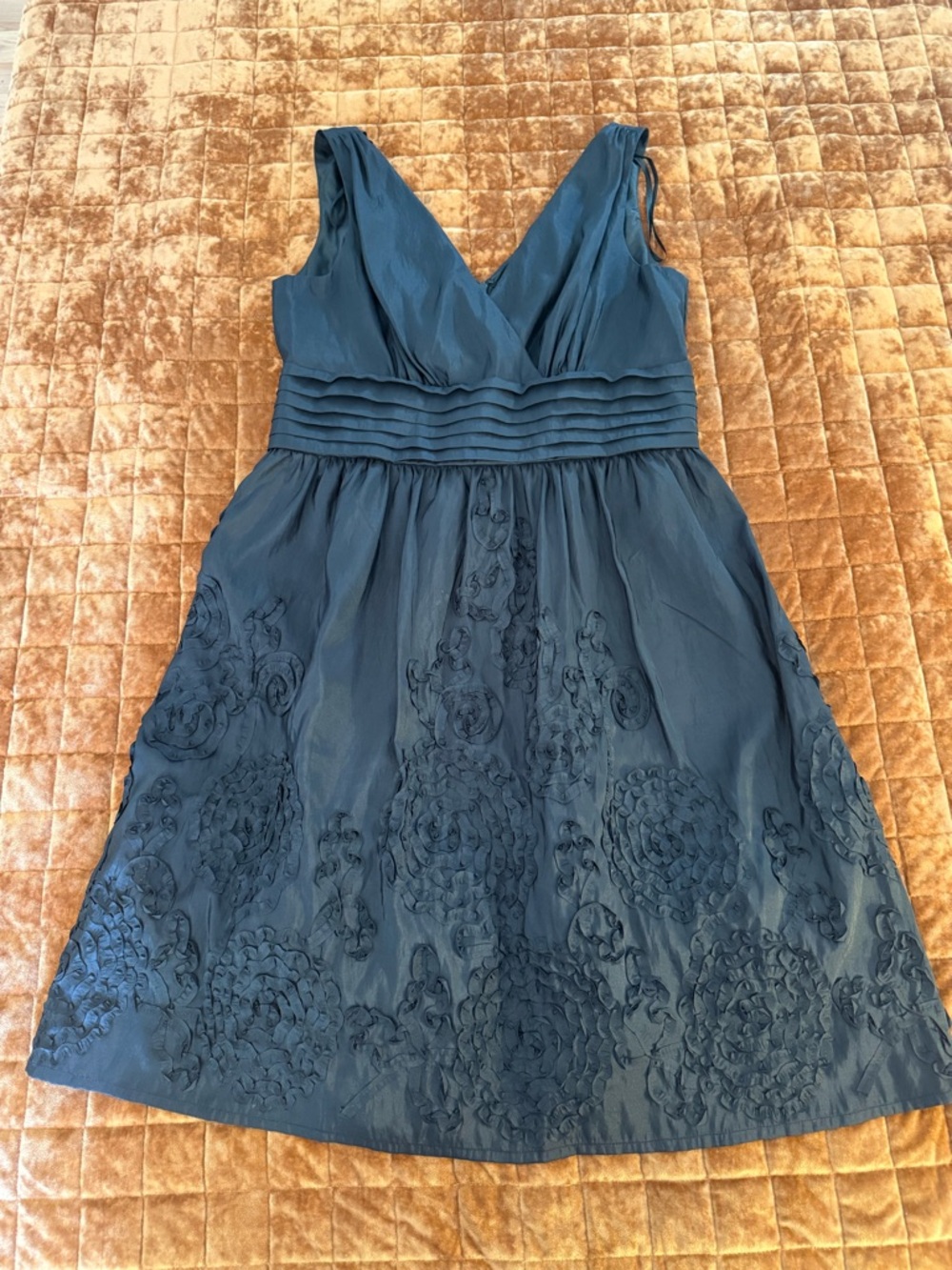 Jessica Howard A-Line Black Dress 14 Rosette Skirt Cocktail Party Formal